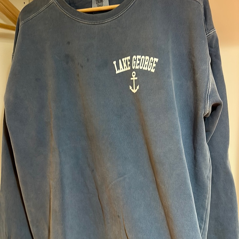 Blue comfy Lake George sweater